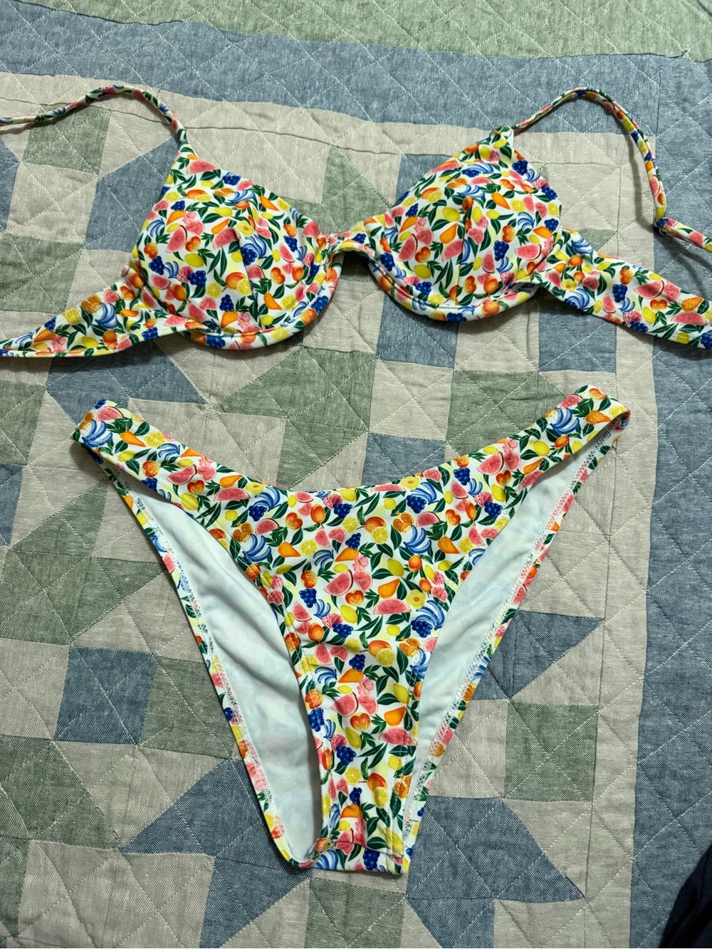 Girls Floral Fruit Print Bikini Set in Multicolor